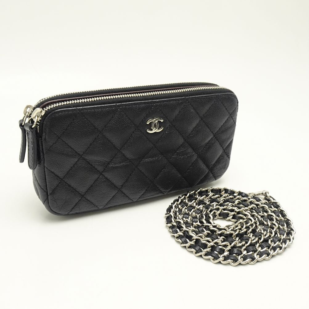 Chanel Matelasse Chain Wallet Diagonal Soft Caviar Skin Black