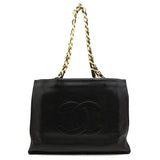Chanel Chain Tote Bag Leather Black x Gold Hardware