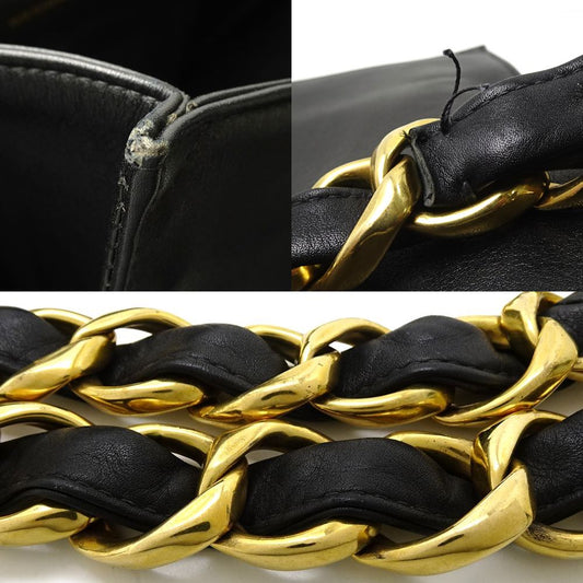 Chanel Chain Tote Bag Leather Black x Gold Hardware