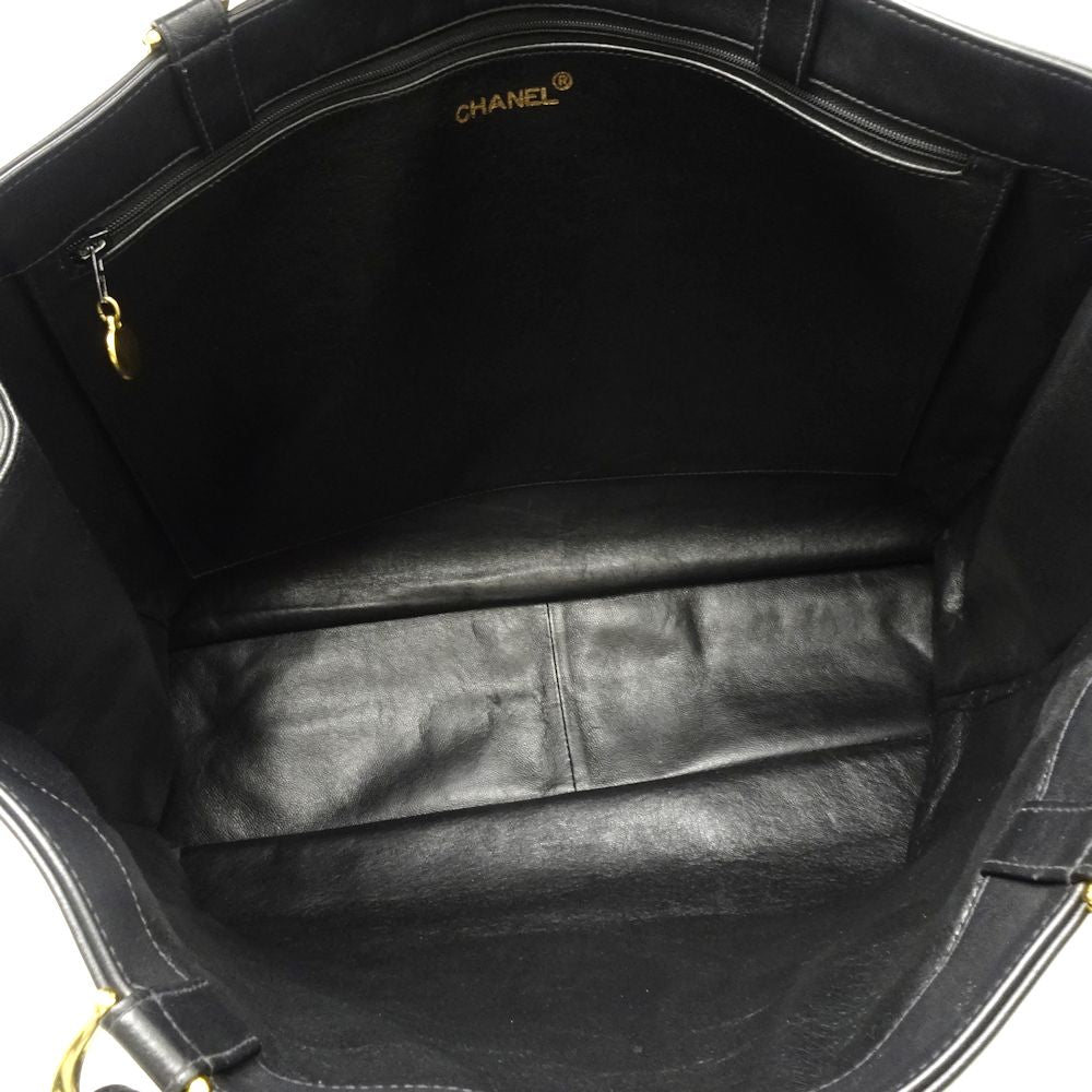 Chanel Chain Tote Bag Leather Black x Gold Hardware