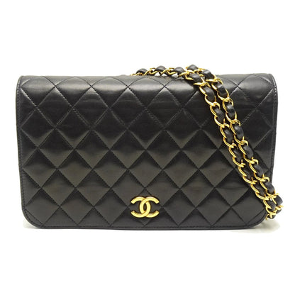 Chanel Chain Shoulder Bag Matelasse Full Flap Lambskin Black