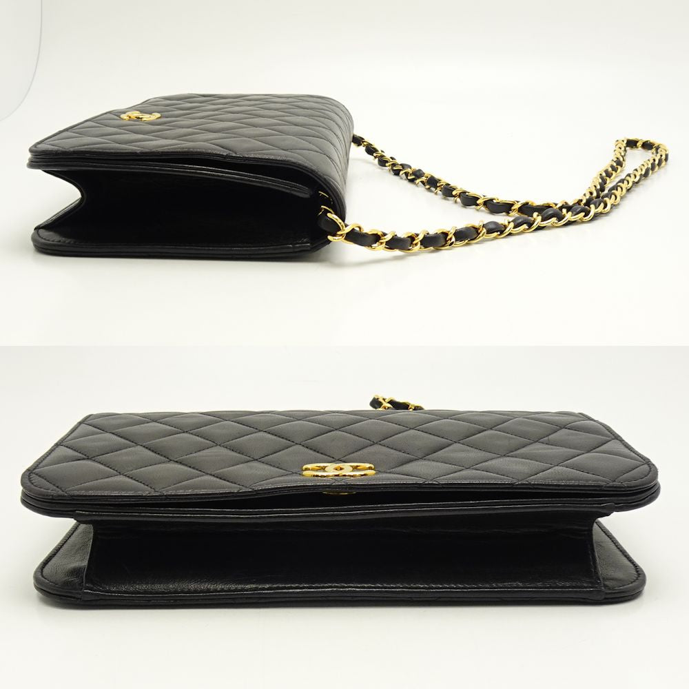 Chanel Chain Shoulder Bag Matelasse Full Flap Lambskin Black