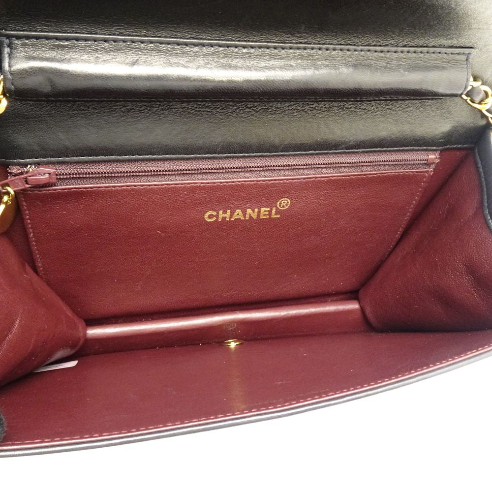Chanel Chain Shoulder Bag Matelasse Full Flap Lambskin Black