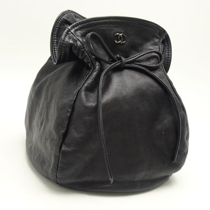 Chanel Drawstring Bag Handbag Lambskin Black