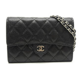 Chanel Mini Chain Wallet Matelasse Caviar Skin Black Wallet