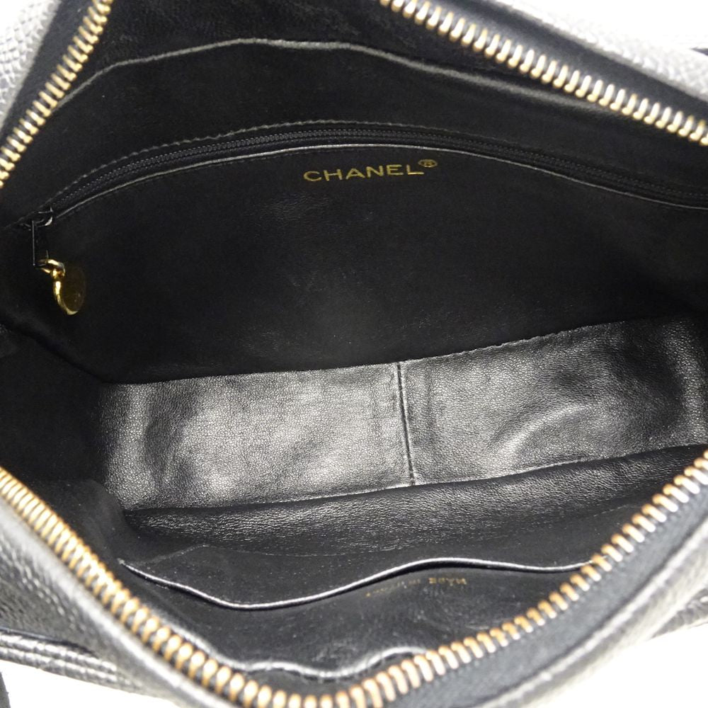 Chanel Matelasse Chain Shoulder Bag Diagonal Caviar Skin Black