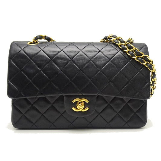Chanel Chain Shoulder Bag Lambskin Flap Black
