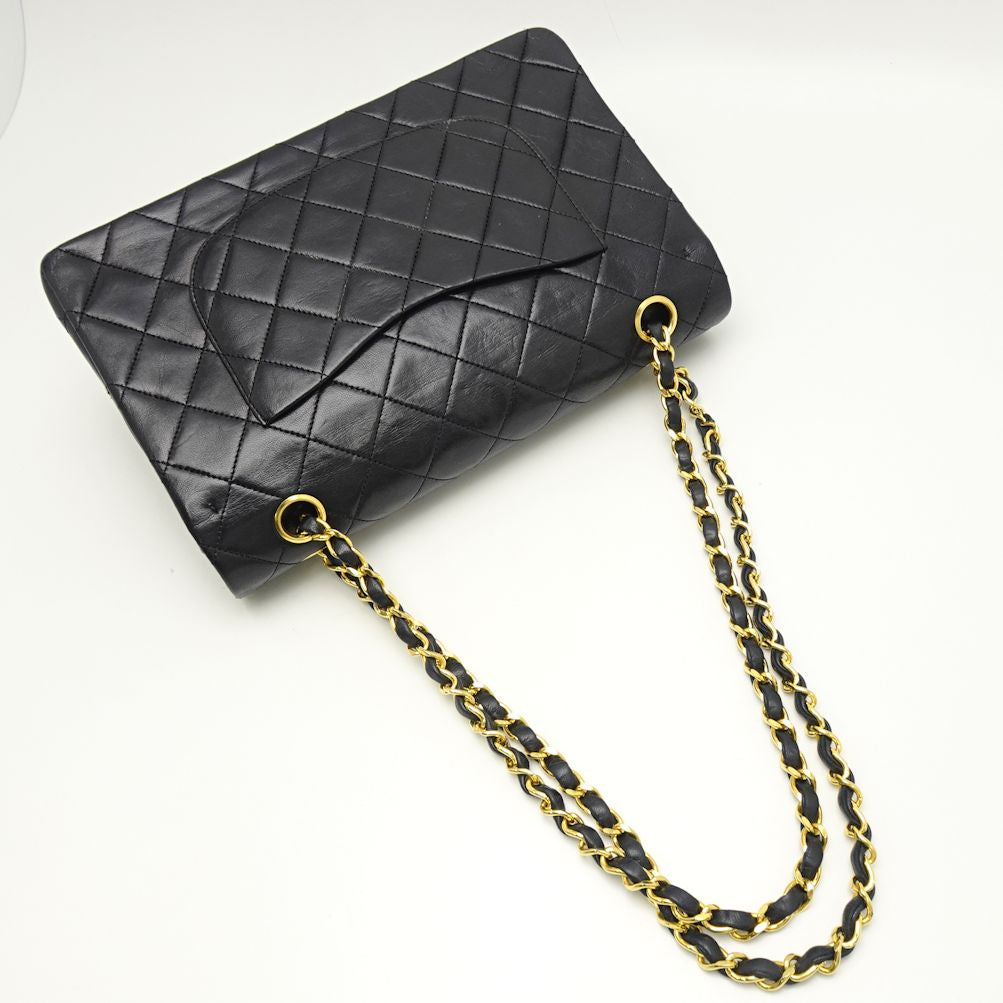 Chanel Chain Shoulder Bag Lambskin Flap Black