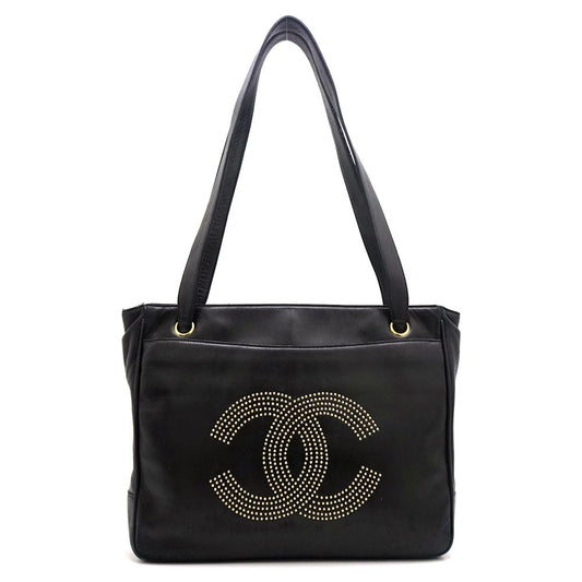 Chanel Tote Bag Lambskin Studs Black