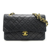 Chanel Chain Shoulder Bag Lambskin Matelasse Black