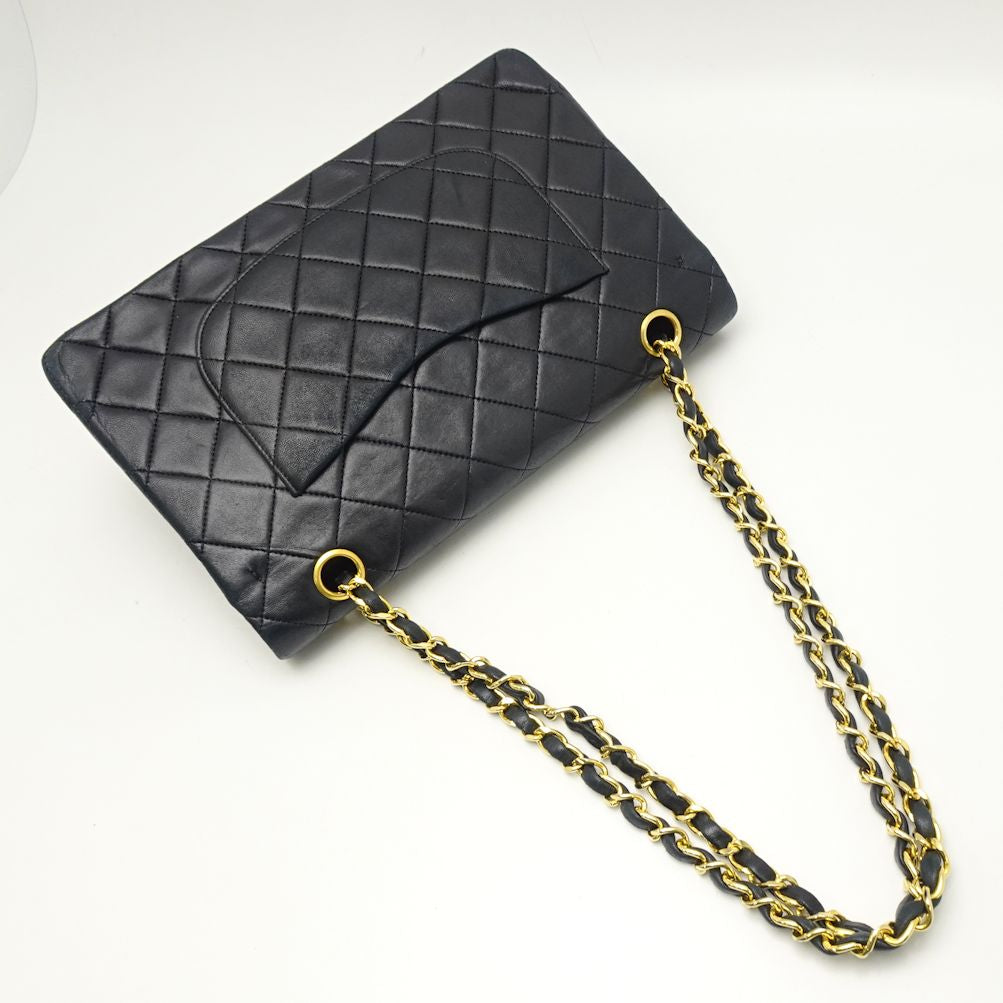 Chanel Chain Shoulder Bag Lambskin Matelasse Black