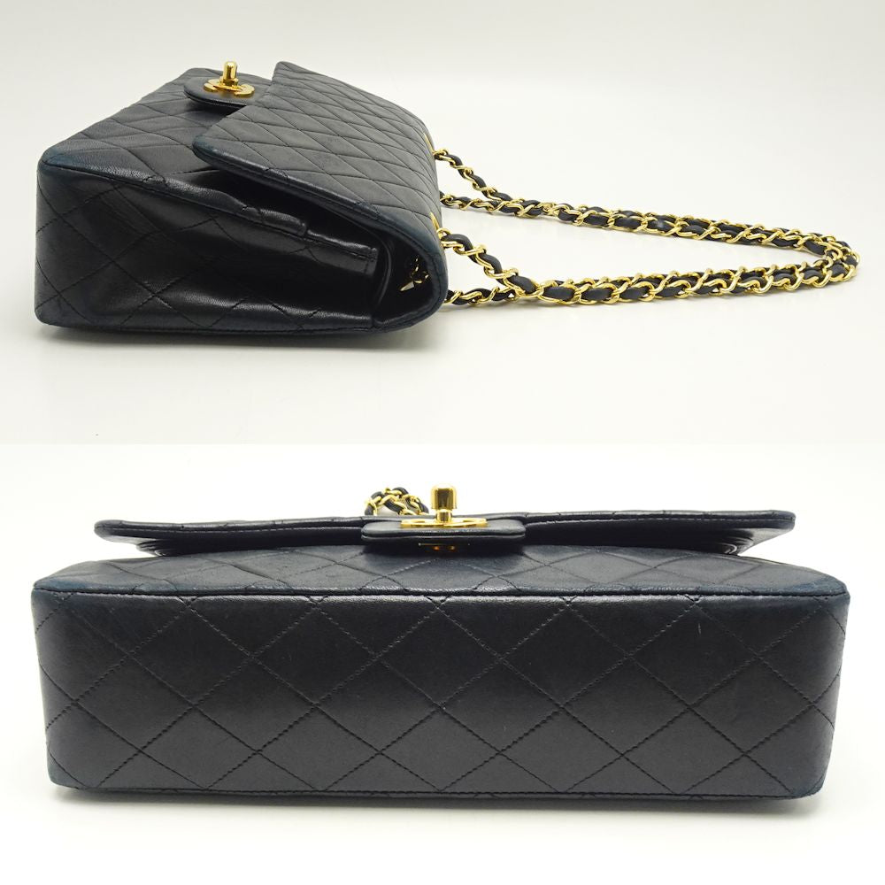 Chanel Chain Shoulder Bag Lambskin Matelasse Black