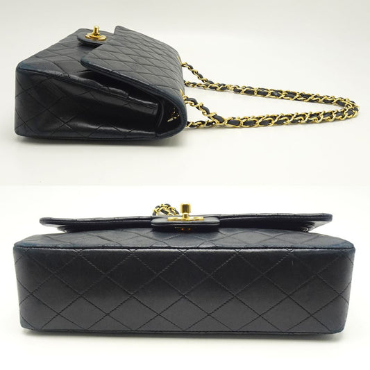 Chanel Chain Shoulder Bag Lambskin Matelasse Black