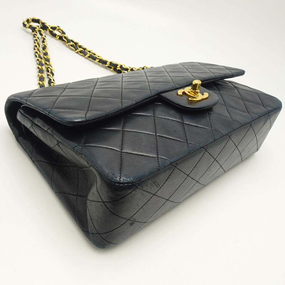 Chanel Chain Shoulder Bag Lambskin Matelasse Black
