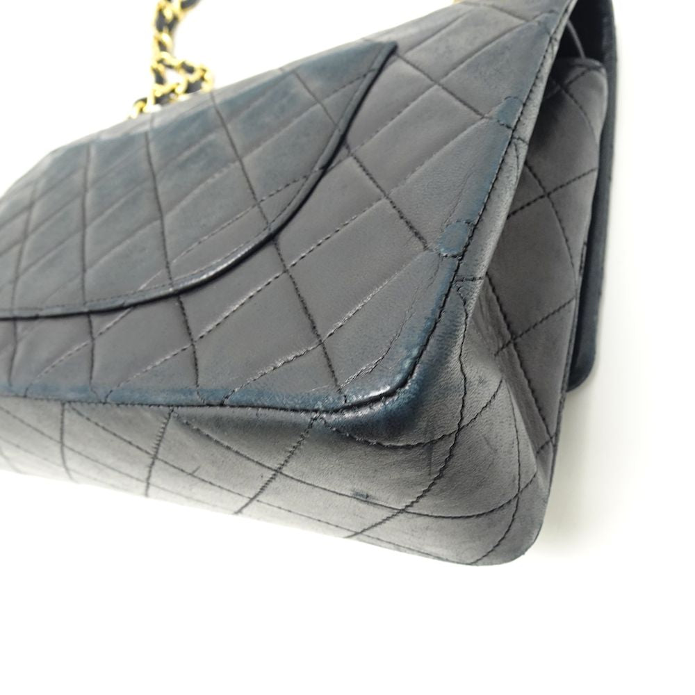 Chanel Chain Shoulder Bag Lambskin Matelasse Black