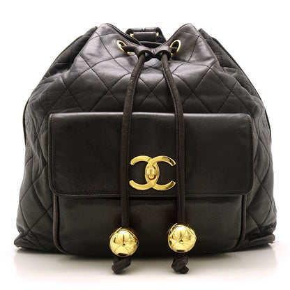 Chanel Chain Rucksack Matelasse Lambskin Black