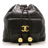 Chanel Chain Rucksack Matelasse Lambskin Black