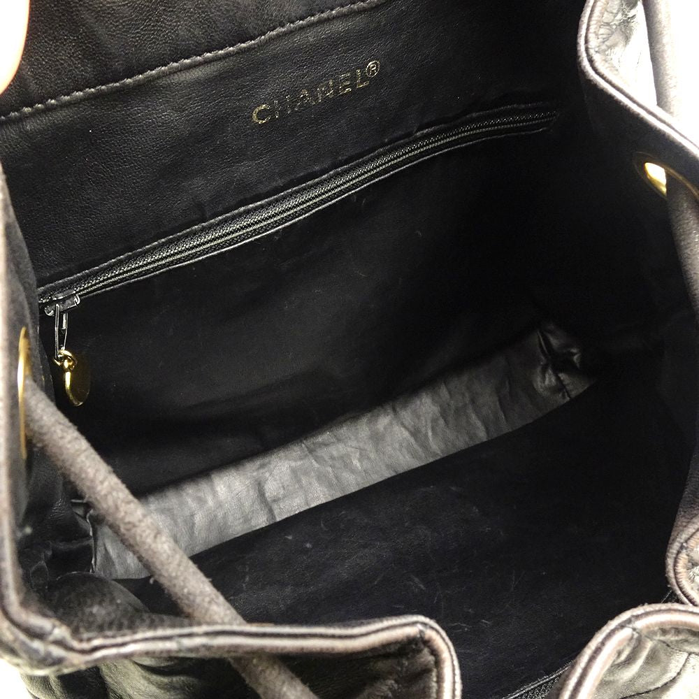 Chanel Chain Rucksack Matelasse Lambskin Black