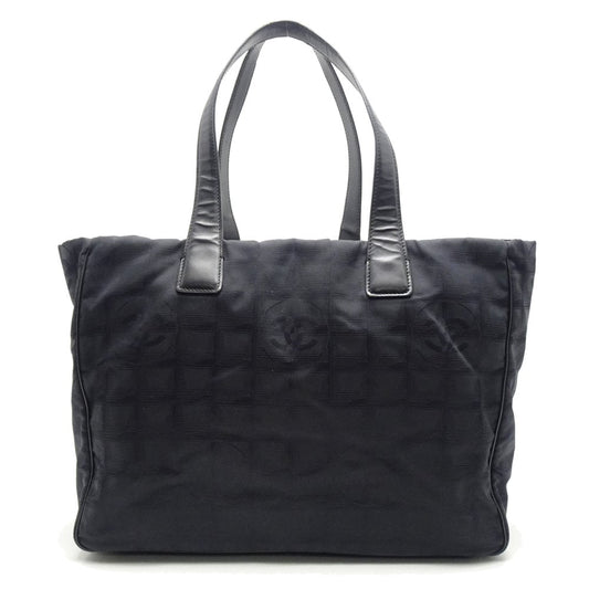 Chanel New Travel Line Tote Bag MM Black Nylon x Leather