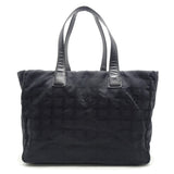 Chanel New Travel Line Tote Bag MM Black Nylon x Leather