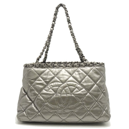 Chanel Chain Me Tote Bag Leather Silver