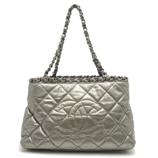 Chanel Chain Me Tote Bag Leather Silver