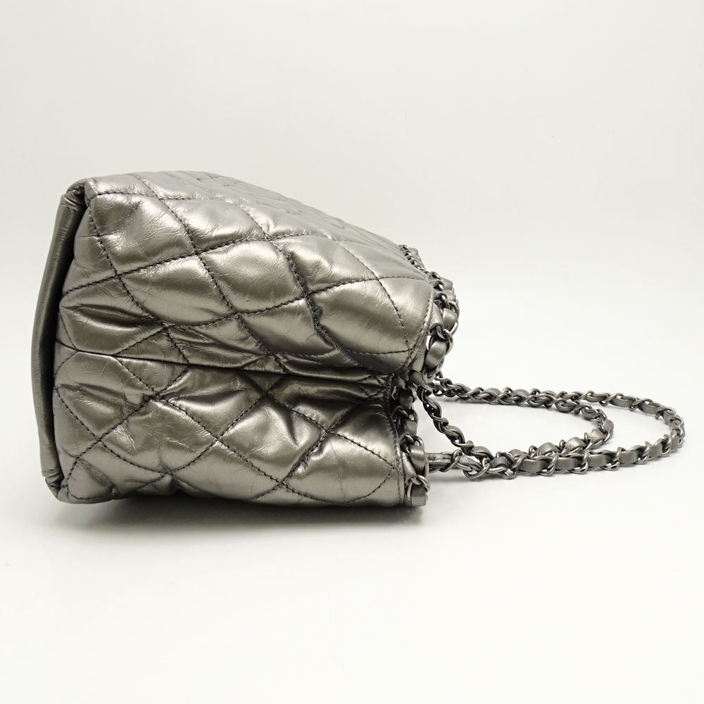 Chanel Chain Me Tote Bag Leather Silver