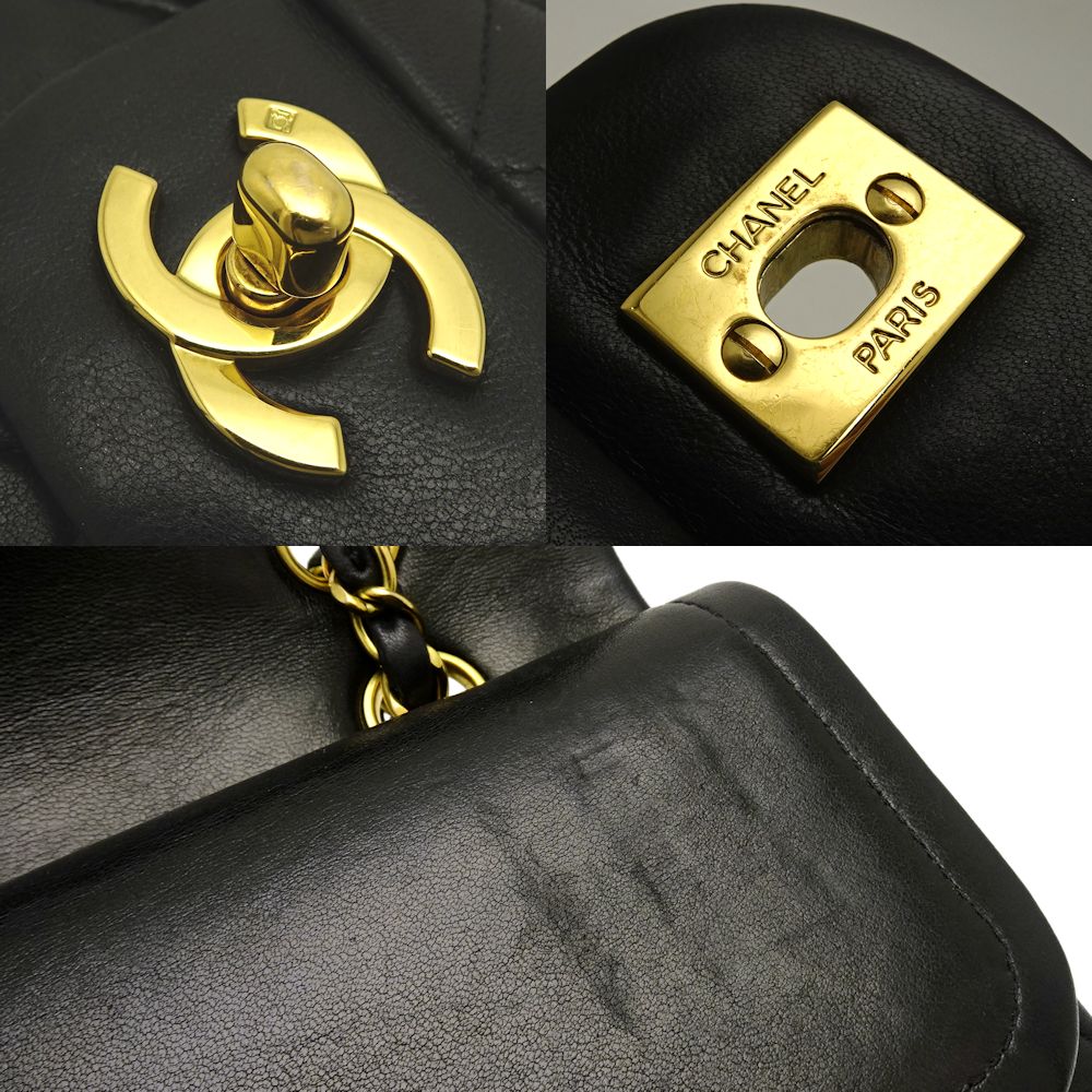 Chanel Chain Shoulder Bag Matelasse Lambskin Black