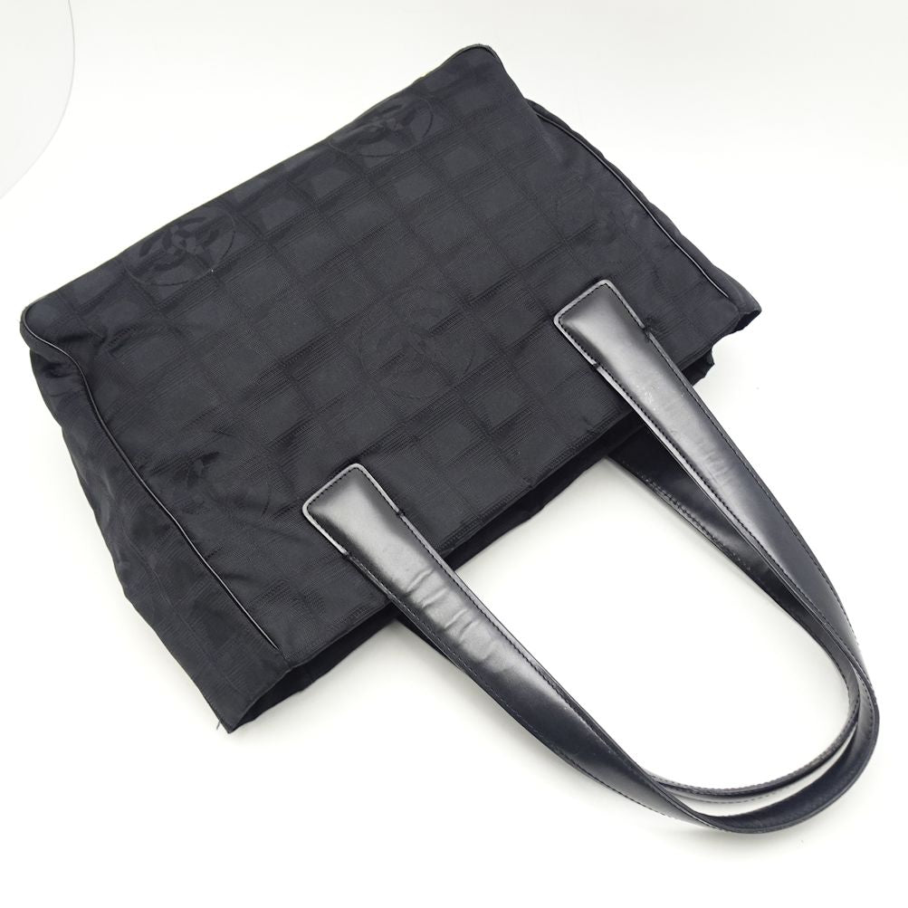 Chanel New Travel Line Tote Bag PM Black Nylon x Leather