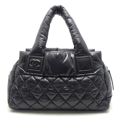 Chanel Coco Coon Tote Bag Nylon Black Silver Metal Fittings