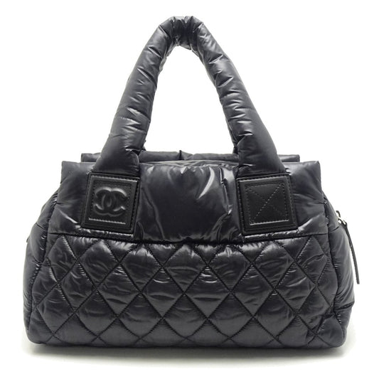 Chanel Coco Coon Tote Bag Nylon Black Silver Metal Fittings
