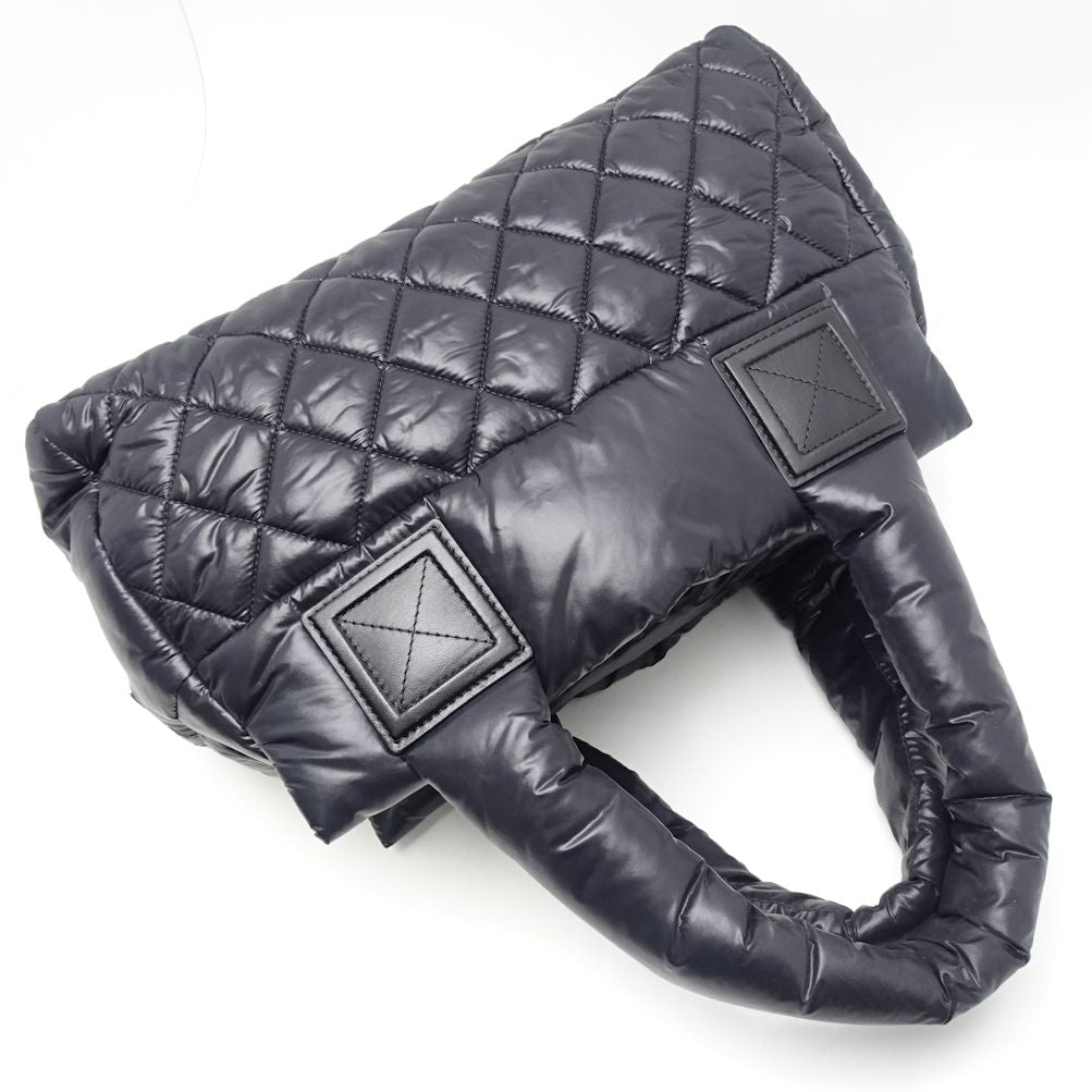 Chanel Coco Coon Tote Bag Nylon Black Silver Metal Fittings
