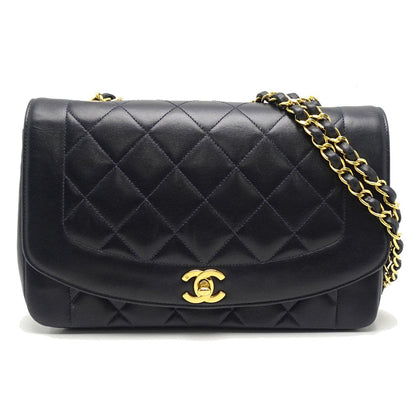 Chanel Matelasse Chain Shoulder Bag Diagonal Lambskin Navy