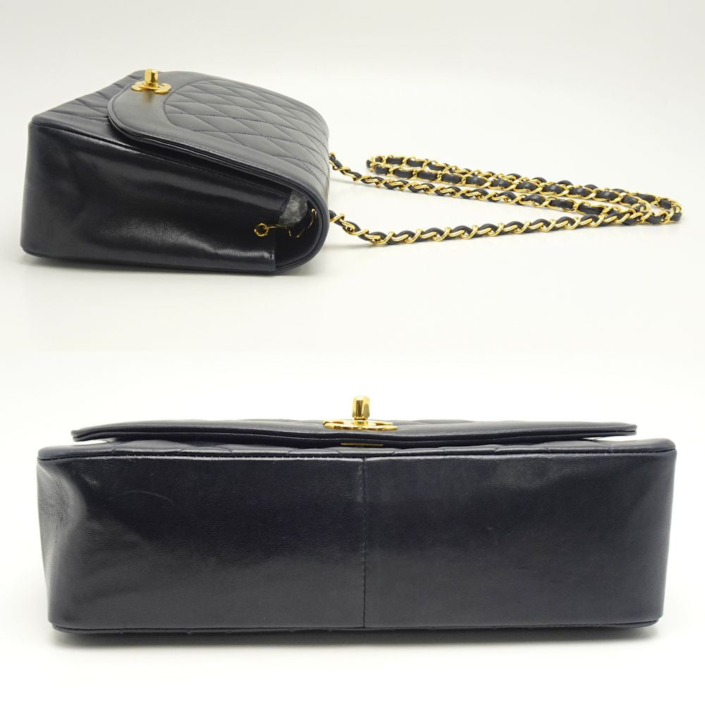 Chanel Matelasse Chain Shoulder Bag Diagonal Lambskin Navy