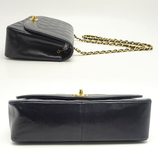Chanel Matelasse Chain Shoulder Bag Diagonal Lambskin Navy