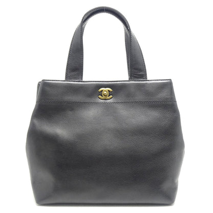 Chanel Tote Bag Calf Black x Gold Metal Fittings