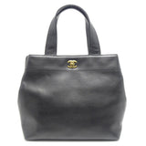 Chanel Tote Bag Calf Black x Gold Metal Fittings