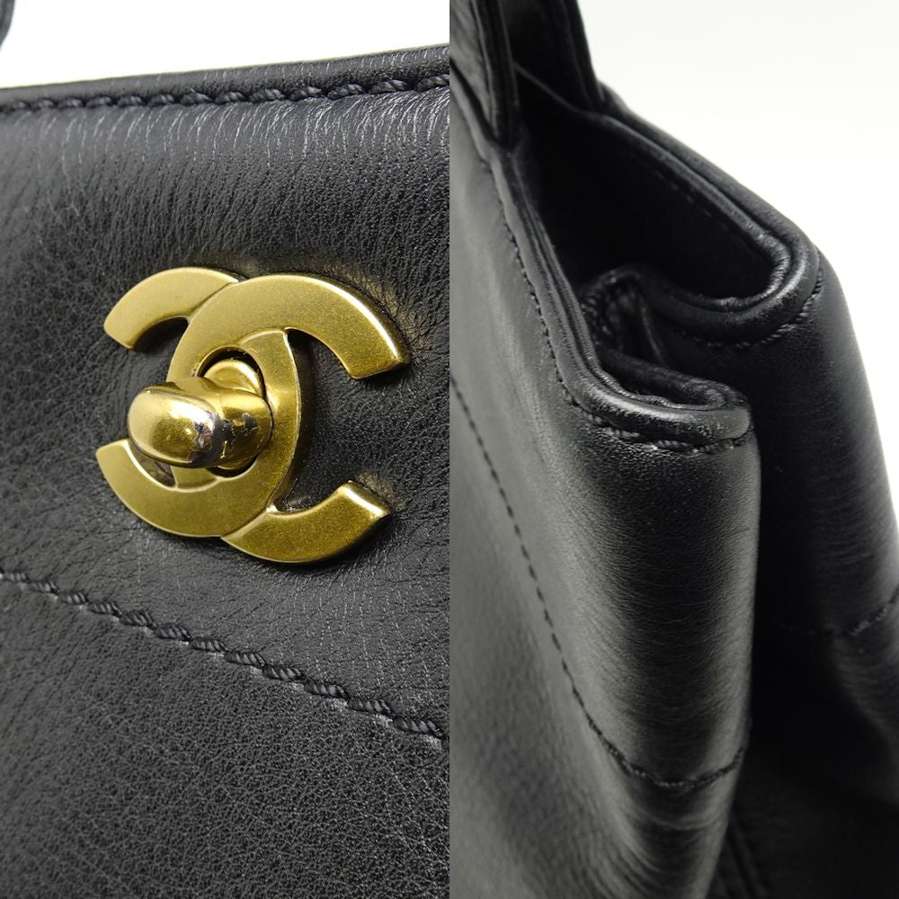 Chanel Tote Bag Calf Black x Gold Metal Fittings