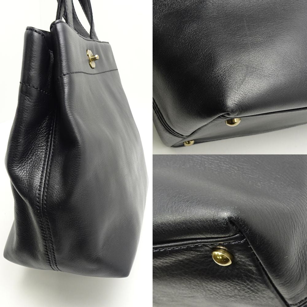 Chanel Tote Bag Calf Black x Gold Metal Fittings
