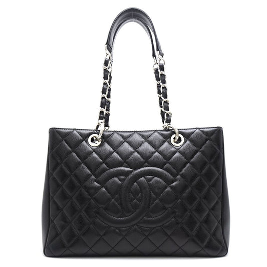 Chanel Chain Tote Bag Matelasse Caviar Skin Black