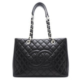 Chanel Chain Tote Bag Matelasse Caviar Skin Black