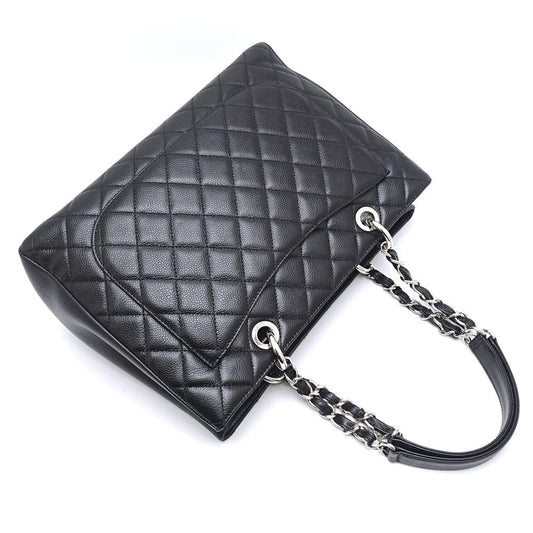 Chanel Chain Tote Bag Matelasse Caviar Skin Black