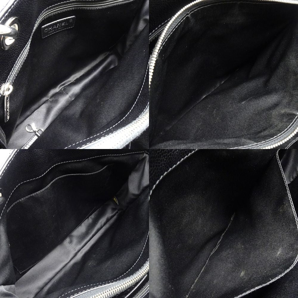 Chanel Chain Tote Bag Matelasse Caviar Skin Black