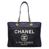 Chanel Deauville Chain Tote Bag Denim Navy