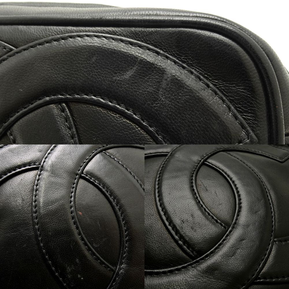 Chanel Chain Shoulder Bag Crossbody Leather Black Fringe