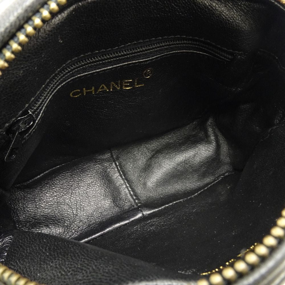 Chanel Chain Shoulder Bag Crossbody Leather Black Fringe