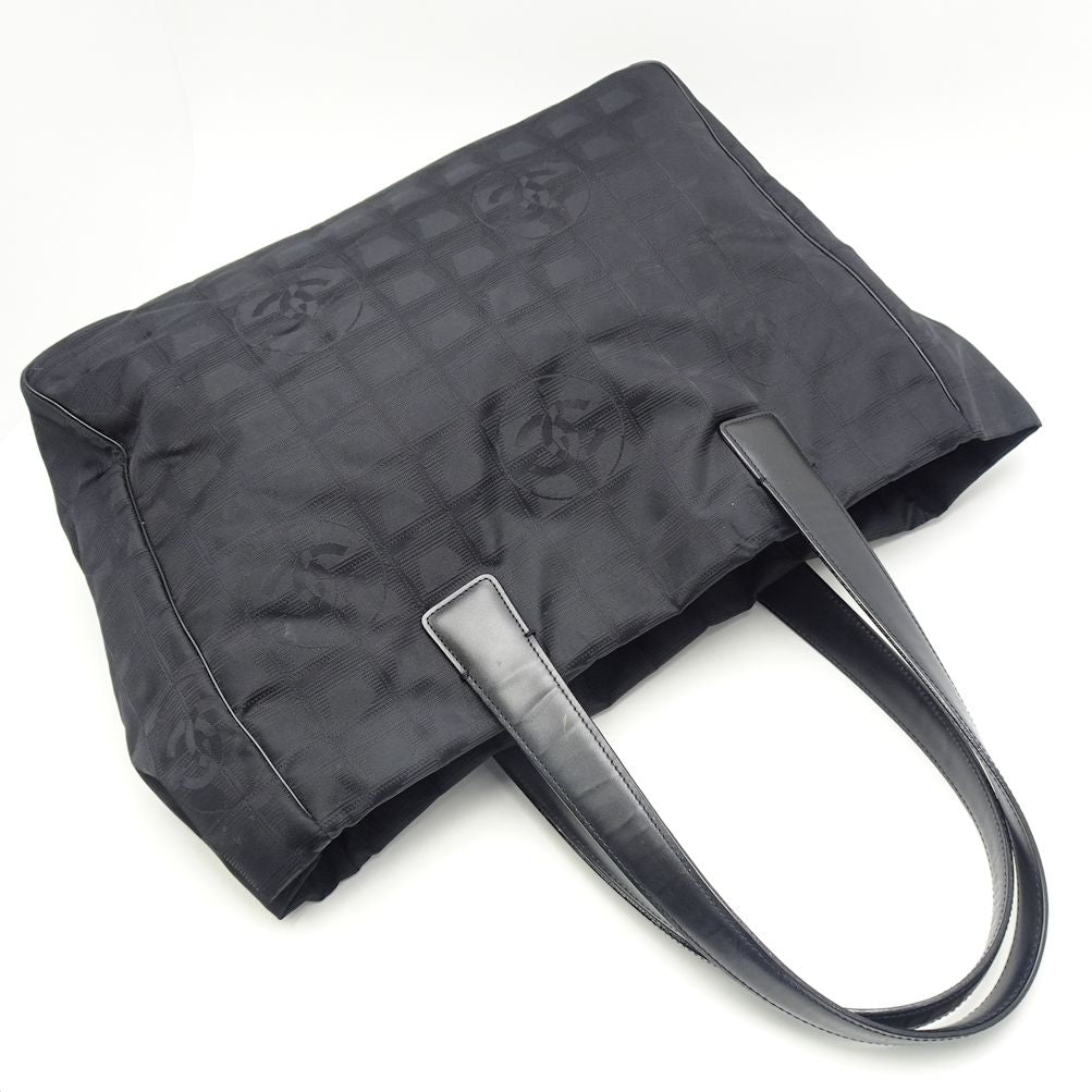 Chanel New Travel Line Tote Bag MM Nylon Black
