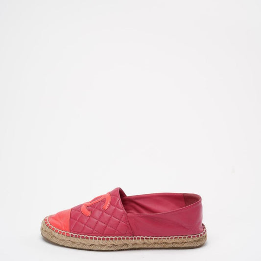 Chanel Red Leather CC Espadrille Flats Size 40