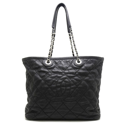 Chanel Tote Bag Cocomark Matrasse Caviar Skin Black
