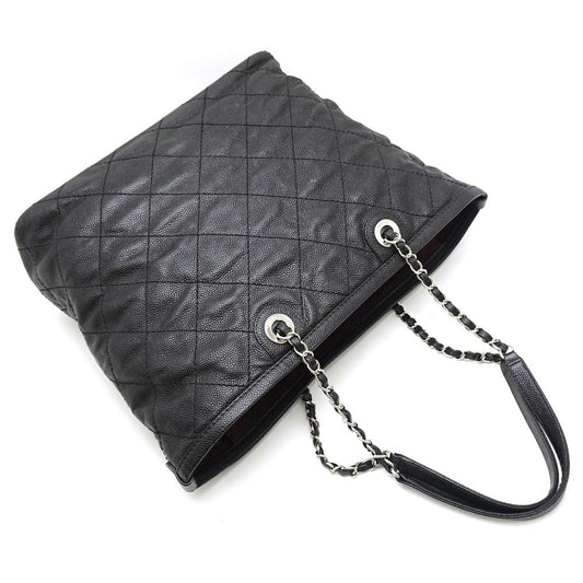 Chanel Tote Bag Cocomark Matrasse Caviar Skin Black